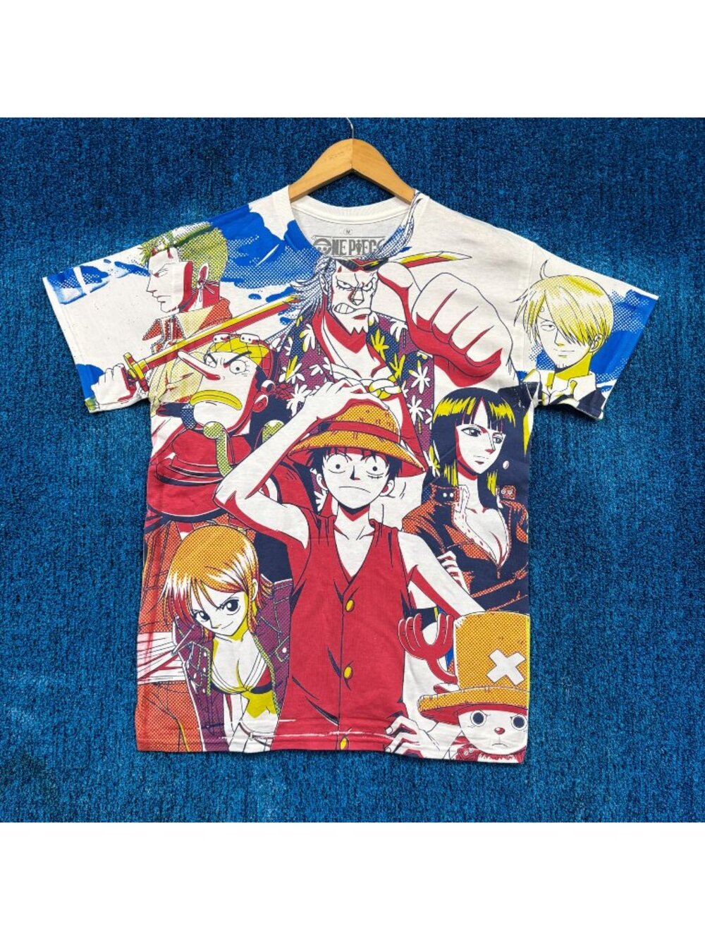 One Piece Monkey D Luffy Anime White T-Shirt Size Medium